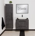 Regał łazienkowy NEG-G-RW, szafka łazienkowa 80cm grafitowa Negra NEG-G-U80/48/2, umywalka ceramiczna PREMIUM 60 biała oraz lustro w czarnej ramie aluminiowej ALUC-60/80.