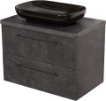 Szafka łazienkowa 80cm grafitowa Negra NEG-G-U80/48/2 i umywalka ceramiczna PREMIUM 60 czarna.
