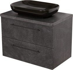 Szafka łazienkowa grafitowa 80cm NEGRA z umywalką czarną [PRODUKT NIEDOSTĘPNY]