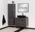 Szafka łazienkowa 80cm grafitowa Negra NEG-G-U80/48/2, umywalka ceramiczna PREMIUM 60 czarna, regał łazienkowy NEG-G-RW oraz lustro w czarnej ramie aluminiowej ALUC-60/80.