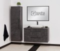 Szafka łazienkowa 100cm grafitowa Negra NEG-G-U100/48/2, umywalka ceramiczna PREMIUM 60 biała, regał łazienkowy NEG-G-RW oraz lustro w czarnej ramie aluminiowej ALUC-100/65.