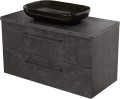 Szafka łazienkowa 100cm grafitowa Negra NEG-G-U100/48/2 i umywalka ceramiczna PREMIUM 60 czarna.