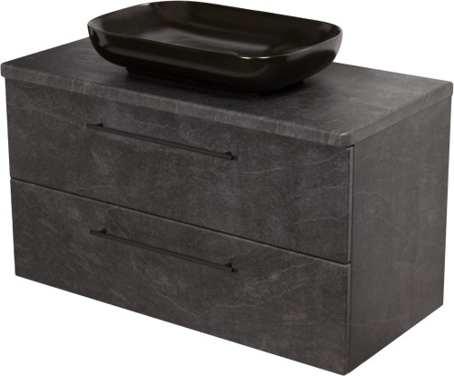 Szafka łazienkowa 100cm grafitowa Negra NEG-G-U100/48/2 i umywalka ceramiczna PREMIUM 60 czarna.