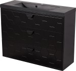 Szafka łazienkowa czarna 100 cm DOMINO z umywalką czarną - czarne uchwyty