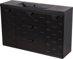 Szafka łazienkowa czarna 120 cm DOMINO z umywalką czarną - czarne uchwyty