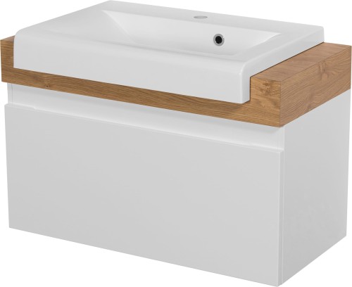 Szafka łazienkowa biała 80 cm Gante Cassini CAS-B/NE-U80/39 z umywalką dolomitową LISA NEW-650/450