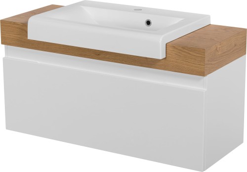 Szafka łazienkowa biała 100 cm Gante Cassini CAS-B/NE-U100/39 z umywalką LISA NEW-650/450