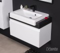 Biała szafka pod umywalkę z grubym blatem antracytowym 80 cm CASSINI z umywalką