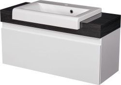Szafka łazienkowa biała 100 cm CASSINI z umywalką [PRODUKT NIEDOSTĘPNY]