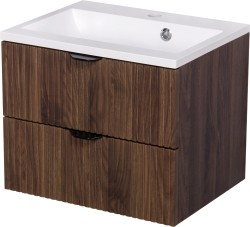 Szafka łazienkowa orzech 50 cm z umywalką Victa Lamello