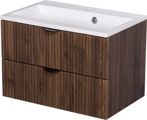 Szafka łazienkowa orzech 60 cm Victa Lamello VICL-OR-U60/39/2 z umywalką białą SOMA-600