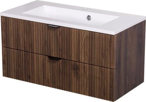 Szafka łazienkowa orzech 80 cm Victa Lamello VICL-OR-U80/39/2 z umywalką białą SOMA-800