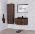 Meble łazienkowe ryflowane orzech wenge czarna umywalka