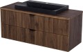 Szafka łazienkowa orzech 100 cm z blatem Gante Victa Lamello VICL-OR-U100/39/2 i umywalka LIV-600C czarny mat