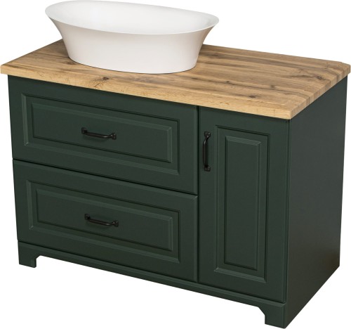 Szafka pod umywalkę zielona 100 cm Finea FNA-Z-U100/50/2 i umywalka dolomitowa FINI 600C.
