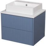 Szafka łazienkowa niebieska 60 cm MIRAGE z blatem i umywalką