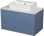 Szafka łazienkowa niebieska 80 cm MIRAGE z blatem i umywalką