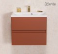 Szafka łazienkowa ceglasta 60 cm z białą umywalką Gante Esto