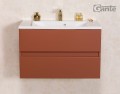 Szafka łazienkowa ceglasta 80 cm z białą umywalką Gante Esto