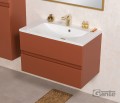 Szafka pod umywalkę ceglasta 80 cm z białą umywalką Gante Esto