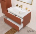 Szafka łazienkowa w kolorze ceglasty mat 80 cm z białą umywalką Gante Esto