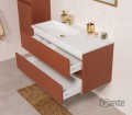 Szafka łazienkowa w kolorze ceglasty mat 100 cm z białą umywalką Gante Esto