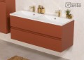 Szafka pod umywalkę w kolorze ceglastym 120 cm z podwójną umywalką Gante Esto