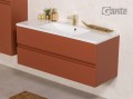 Szafka pod umywalkę w kolorze ceglastym 120 cm z białą umywalką Gante Esto