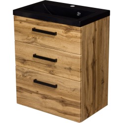 Szafka łazienkowa dąb naturalny 60cm FOKUS NEW LOFT z umywalką [PRODUKT NIEDOSTĘPNY]