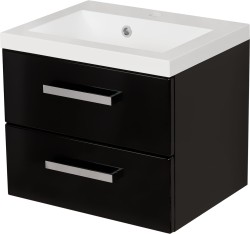 Szafka łazienkowa czarna 50 cm FOKUS NEW z umywalką