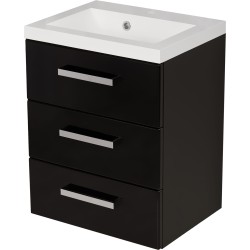 Szafka łazienkowa czarna 50 cm FOKUS NEW z umywalką