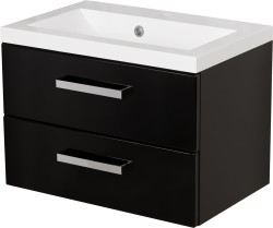 Szafka łazienkowa czarna 60 cm FOKUS NEW z umywalką