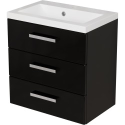 Szafka łazienkowa czarna 60 cm FOKUS NEW z umywalką