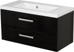 Szafka łazienkowa czarna 80 cm FOKUS NEW z umywalką