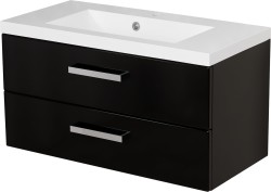 Szafka łazienkowa czarna 80 cm FOKUS NEW z umywalką