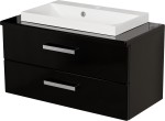 Szafka łazienkowa czarna 80 cm FOKUS NEW z blatem i umywalką