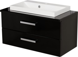 Szafka łazienkowa czarna 80 cm FOKUS NEW z blatem i umywalką