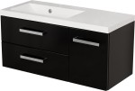 Szafka łazienkowa czarna 90 cm FOKUS NEW z umywalką