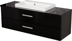 Szafka łazienkowa czarna 120 cm FOKUS NEW z blatem i umywalką