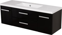 Szafka łazienkowa czarna 120 cm FOKUS NEW z umywalką