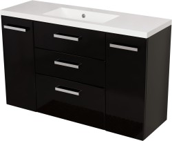 Szafka łazienkowa czarna 120 cm FOKUS NEW z umywalką