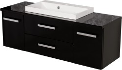 Szafka łazienkowa czarna 120 cm FOKUS NEW z blatem i umywalką