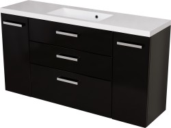 Szafka łazienkowa czarna 140 cm FOKUS NEW z umywalką