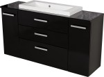 Szafka łazienkowa czarna 140 cm FOKUS NEW z blatem i umywalką