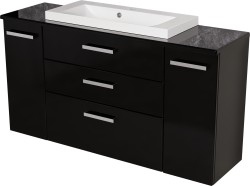 Szafka łazienkowa czarna 140 cm FOKUS NEW z blatem i umywalką