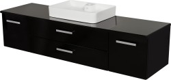 Szafka łazienkowa czarna 180 cm FOKUS NEW z blatem i umywalką