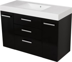 Szafka łazienkowa czarna 120 cm FOKUS NEW z umywalką