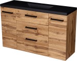 Szafka łazienkowa dąb naturalny 120 cm FOKUS NEW LOFT z umywalką czarną
