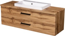 Szafka łazienkowa dąb naturalny 120 cm FOKUS NEW LOFT z blatem i umywalką białą