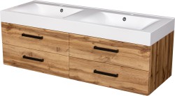 Szafka łazienkowa dąb naturalny 140 cm FOKUS NEW LOFT z umywalką podwójną
